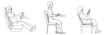 Lumbar supports and seat wedges can be used for driving, office work, and relaxed sitting