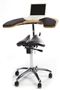 Salli Twin Saddle Chair with Elbow Table and upgrade arm pads for laptop use.