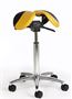 Salli MultiAdjuster Saddle Chair in Yellow & Balck Leather with Black Base