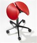 Salli Twin Ergonomic Saddle Chair, red leather, balck base.